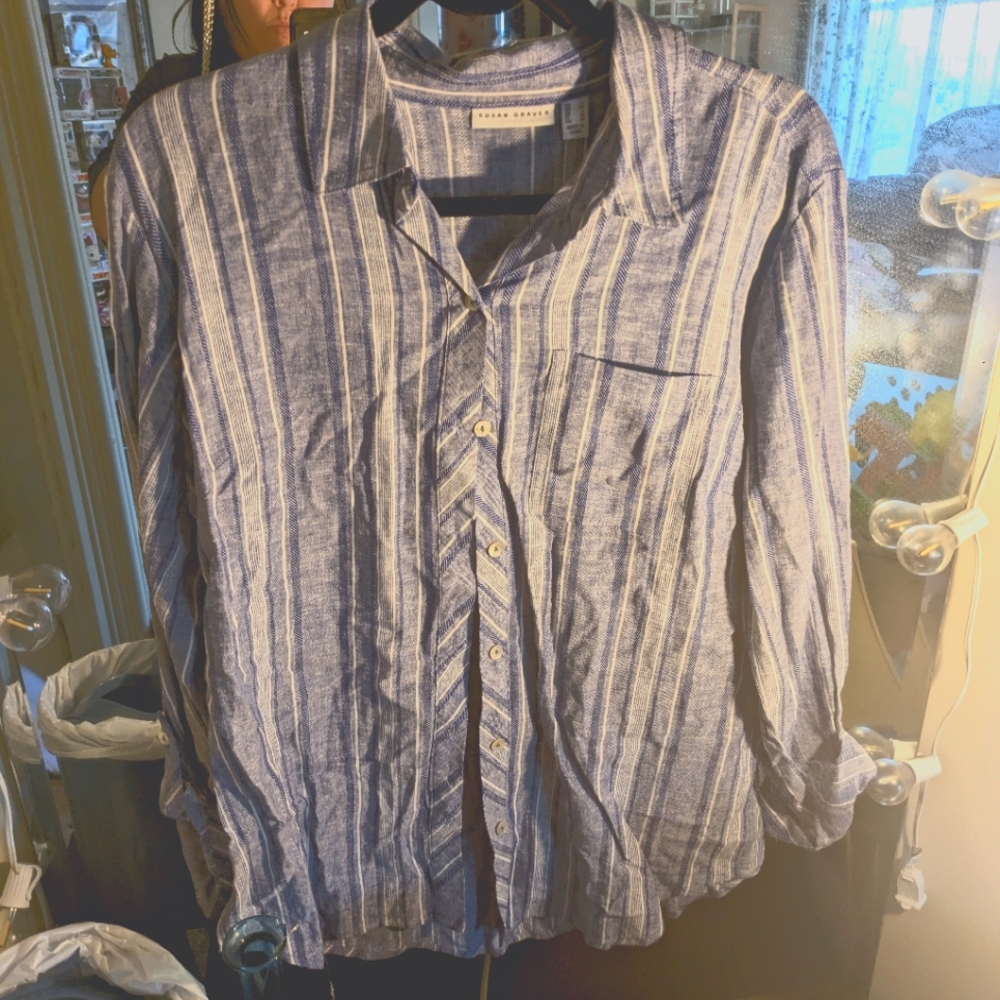Button Down 3/4 Sleeve Shirt